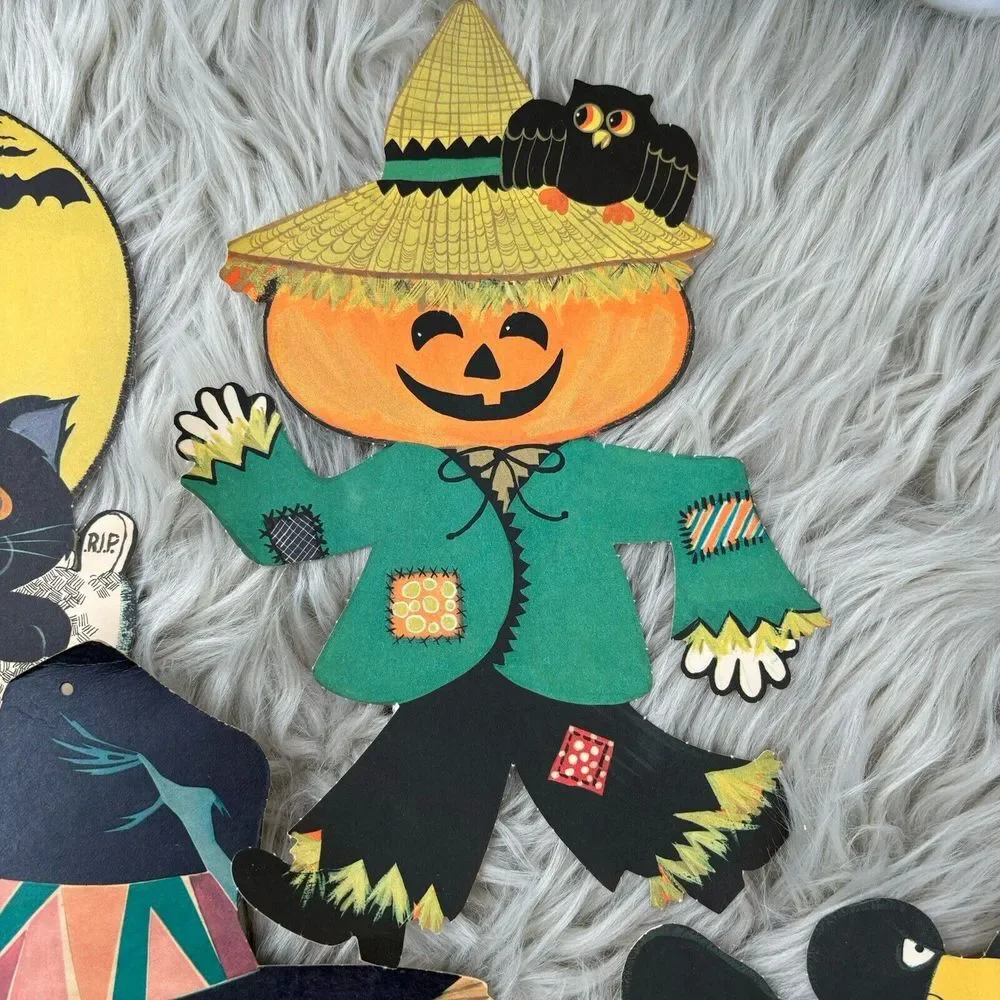 1970's AMERICAN VINTAGE HALLOWEEN‎ LITHOGRAPHED DIE-CUTS, LOT OF 7 - Picture 3 of 9